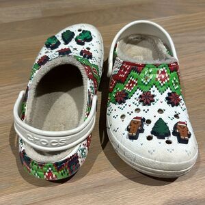 Kids Ugly Christmas Sweater Crocs Lined Youth Size 3 Red White Green